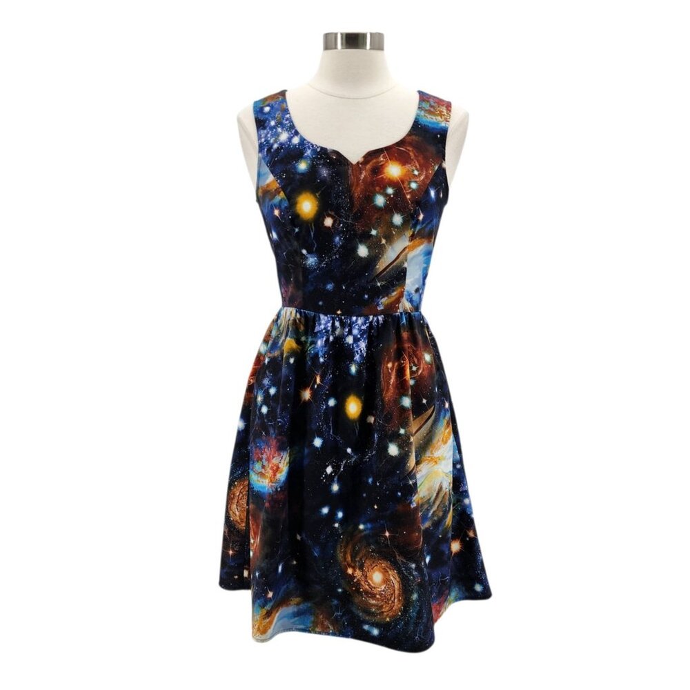 Modcloth Cosmic Print Dress - Blue and Black